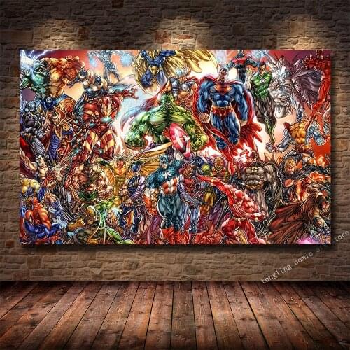 Superhero Canvas Painting Avengers Marvel Poster Prints Hulk Spiderman Wolverine Home Decoration Kids Gift Room Decoration