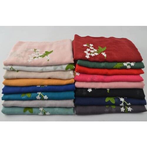 Plain Embroidered Floral cotton Scarf,New pashmina from Indian,Foulards Sjaal Muslim hijab,shawls and scarves,muslim embroidery