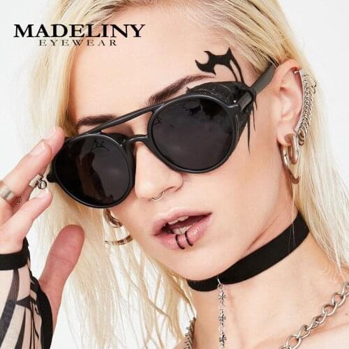MADELINY Luxury Steampunk Sunglasses Men Vintage Glasses for Men/Women Brand Sunglasses Men Punk Retro oculos de sol MA009