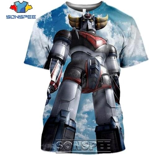 SONSPEE 3D Print Men Women Goldorak T-shirts Casual Streetwear Harajuku Hip Hop Short Sleeve Vintage Anime Tees Tops Shirt