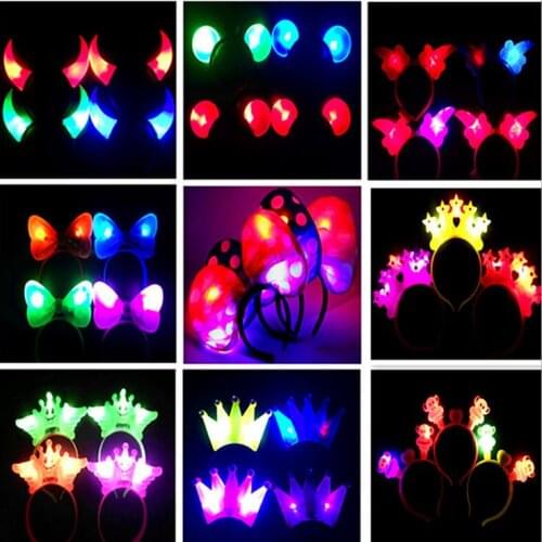 Glowing horn head band A cartoon headdress gleam hoop head buckle party tire children adults festival toys 300pcs gifts