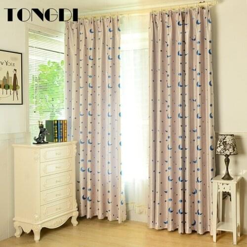 TONGDI Children Blackout Curtain Modern Star Moon Thickened Elegant Luxury Decoration For Home Parlour Room Bedroom Living Room