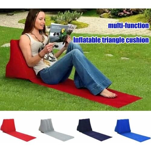 Outdoor Camping Mat Inflatable Cushion Beach Triangle Cushion Foldable Flocked Beach Mat Outdoor Grass Beach Triangle Cushion