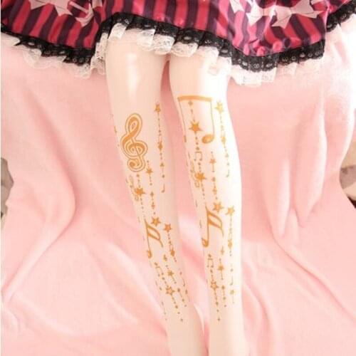 Japanese autumn winter sweet lolita tights note pendant printing gothic lolita pantyhose kawaii girl loli cos
