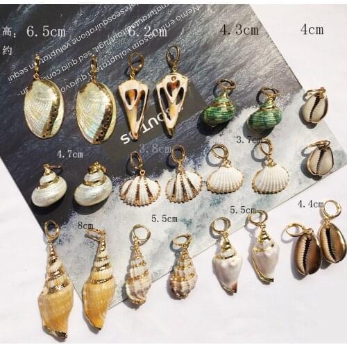 JCYMONG 12 Models Natural Shell Drop Earrings Gold Color Geometric Earrings For Women Bohemian Sea Ocaen Style Earrings Jewelry