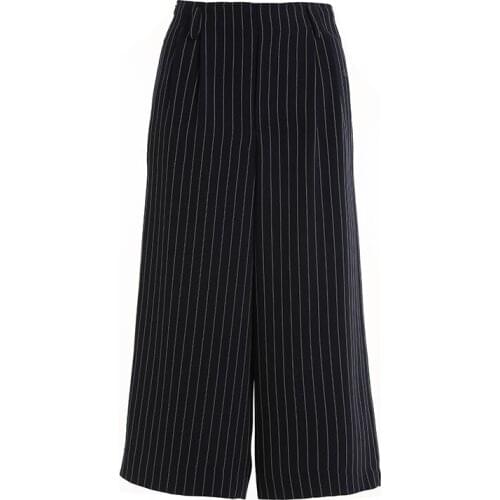 Gowani casual lurex stripe calf-length wide leg pants