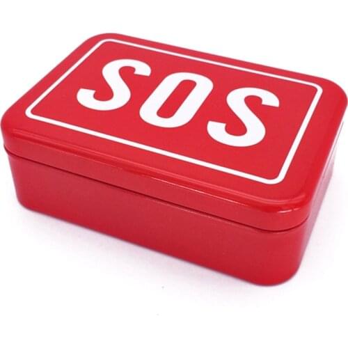 Tinplate Box Case Lid Container For Survival Gear Kits Set Boxes First Aid Pill Storage SOS Red Cross White Box