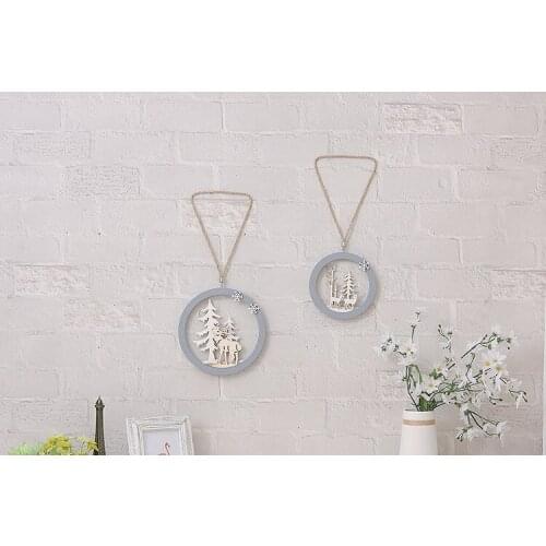 1PC Nordic Europe Wall Decoration Round Wooden Hanging Pendant Hemp Rope Deer Buck Stag Doe Window Hanging Decoration JL 224