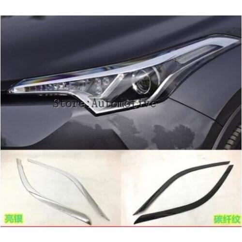 2016 2017 2018 carbon fiber ABS Chrome Front Headlight Cover Trims 2PCS for Toyota C-HR CHR C HR