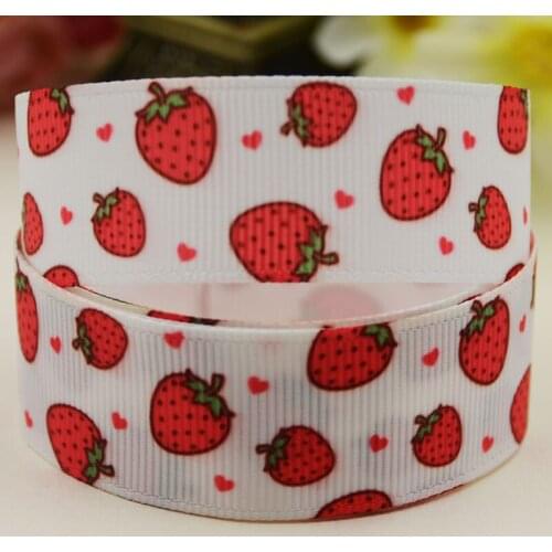 22mm 25mm 38mm 75mm Strawberry Cartoon pattern printed Grosgrain Ribbon party decoration 10 Yards X-04192