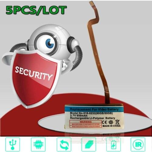 5PCS/Lot 850mAh 616-0232 Battery For iPod Classic 6th GEN 80GB 30GB 60GB A1036 A1136 MB145 MB150 160GB MP4 AKKU