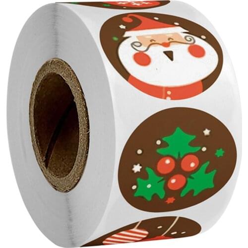 500pcs/Roll Christmas Stickers Santa Cute Round Vintage Party Package Labels Envelope Tags Seals For Party Gift Decorations