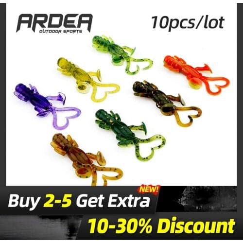 ARDEA Double Tail Worm lure 55mm 1.9g Artificial Souple Soft Lure plastic Silica bait Fishing lure Shrimp type soft bait