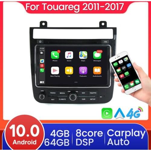 4+64G 8-Core Car Multimedia Player Car Audio Car Radio Android 10 For VW/Volkswagen/Touareg 2011-2017 Support Carplay AUTO BT