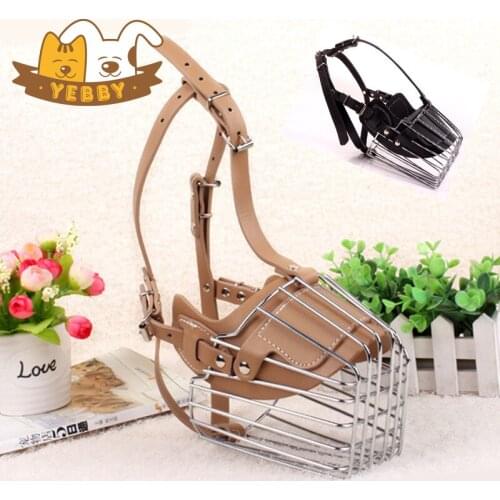 Big Large Dog Collars Leads Tough Muzzles Anti Bark Bite No Eating Safty Outdoor Walking Trainning Iron Mask Dog Supplies