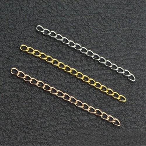 SEA MEW 100 PCS 0.6*3*4mm Metal Stainless Steel Standard Extend Chain 3 Colors Plated For Jewelry Making