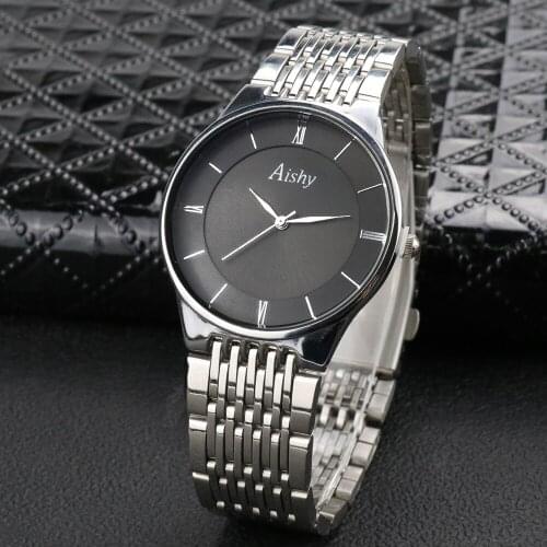 Aishy Thin Men Quartz Watch Top Brand Luxury Male Clock Fashion Wristwatches Stainless Steel Relogio Masculino