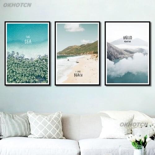 Living Room Home Decoration Painting Landscape Poster Sea Beach Jungle Mountain Scenery Canvas Painting Wall Art Print Pictures