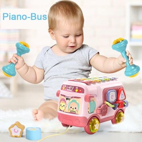 Children Musical Instrument Baby Rattles Mobiles Toys Xylophone Knock Piano Bus Beads Blocks Montessori Educational Toy For Kids