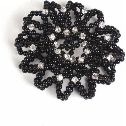 1 PCS Hand Made Crochet Pearl Elastic Hair Nets Fashion Ballet Dancing Snood Net Hair Bun Covers Ornament for Ladies Girls