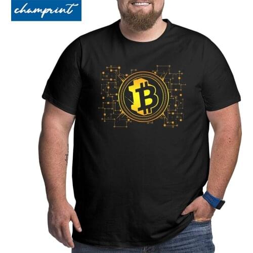 Bitcoin Digital Currency T-Shirts for Men Casual Cotton Big Tall Tees Plus SizeT Shirt Big Size Large 4XL 5XL 6XL Clothing