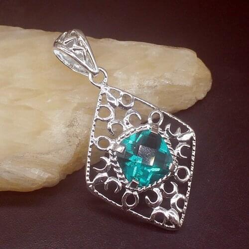 Gemstonefactory Jewelry Big Promotion 925 Silver Charming Green Topaz Women Ladies Mom Gifts Necklace Pendant 20213826