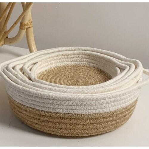 HOT Woven Storage Basket Multifunctional Large Capacity Cosmetic Organizer for Bedroom Kitchen Living Room