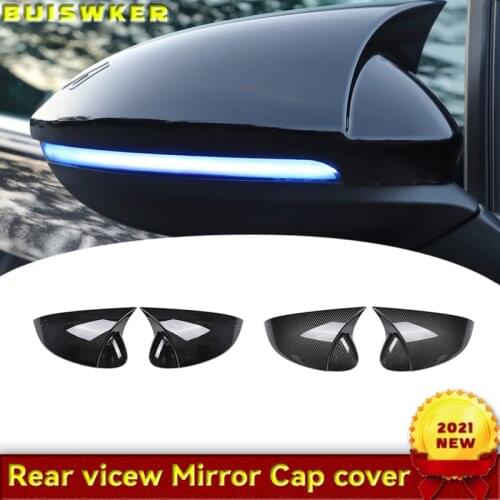 For Volkswagen Golf MK8 VIII 8 Side Mirror Covers Caps (Carbon Look) 2020 2021 2022 for VW Glossy black wing rearview