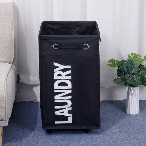Laundry Basket Foldable Dirty Clothes Storage Basket With Wheel Office Waterproof Oxford Bathroom Laundry Hamper