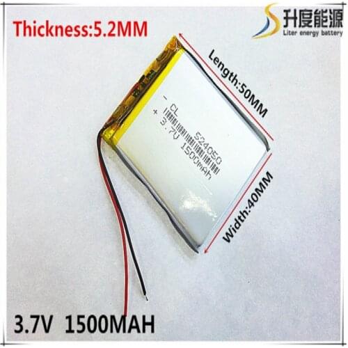 Best battery brand 3.7V 1500mAh lithium polymer battery 524050 MP3 MP4 navigation instruments small toys and other products Univ