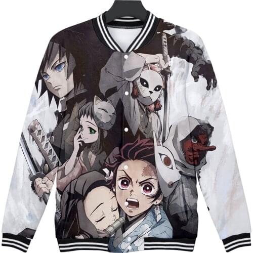 Leisure HIP HOP Japanese manga Demon Slayer Kimetsu no Yaiba 3D Baseball uniform Men/Women Harajuku Baseball Jackets clothes