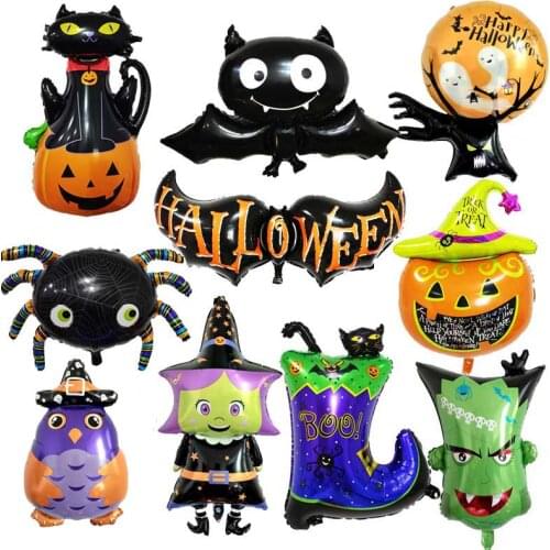 1pcs New Pumpkin spider bat boots cat ghost tree Halloween aluminum Foil Balloons Halloween Party Decor Supplies gender reveal