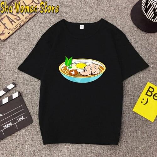 Japanese Harajuku T-Shirt Women 2021 Summer Hip Hop T Shirts Noodle Cartoon Streetwear Tshirts Short Sleeve Casual Top Cotton
