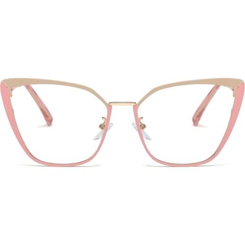 SHINELOT 95609 Italian Design Stylish Personality Metal Frame Ladies Optical Eyeglasses With Blue Light Filter Ready Stock