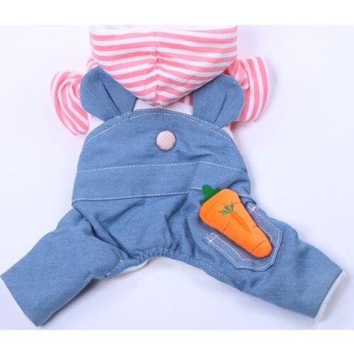 Pet Dog Coat Striped&Jean Winter Cat Puppy Jumpuit Hoodie Dogs Cats Warm Clothing 2 Colour 5 sizes