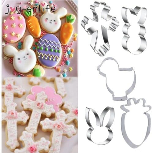 Easter Rabbit Eggs Carrot Cross Cookies Cutter Mold Stainless Cake Mold Easter Party Decor Baking tools Easter Party Supplies