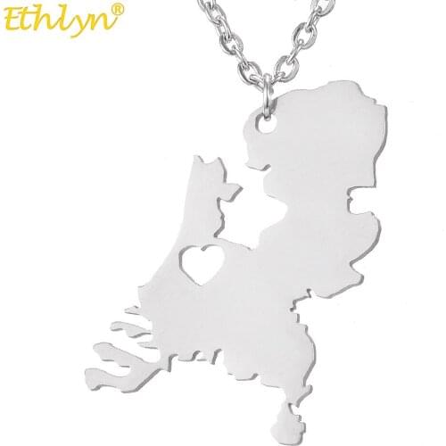Ethlyn Factory New Custom Jewelry Gift Silver Polishing Country Netherlands Map Stainless Steel Charms Pendant P165