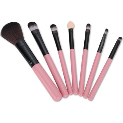 Practical Mini 7pcs Wood Handle Makeup Brushes Set kits Powder Foundation Eyebrow Facial Multifunction Brushes Beauty