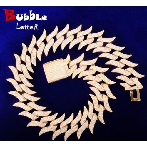 Solid 32mm Big Cuban Chain Mens Hip Hop Necklace Link Finish Zirconia Gold Color Fashion Rock Jewelry