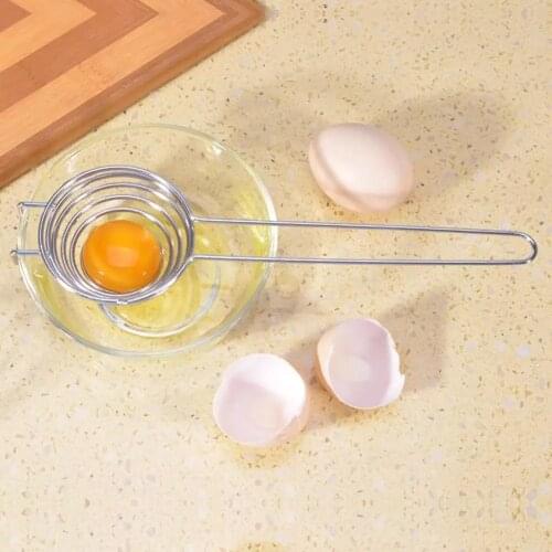 Egg White Separator Spiral Stainless Steel Egg White Separator Egg Yolk Remover Divider with Long Handle Kitchen Tool