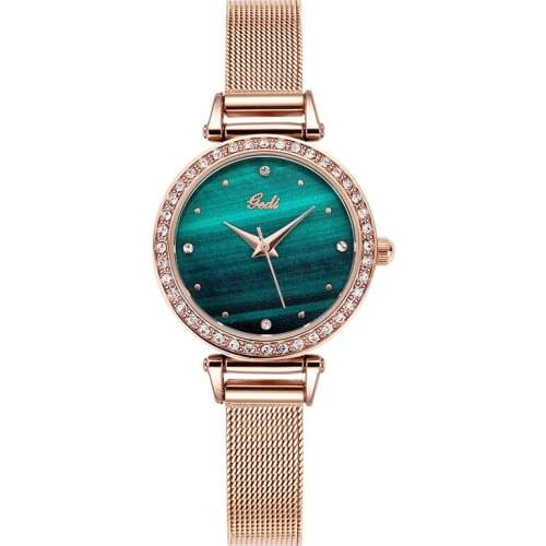 Luxury Fashion Ladies Watch Stainless Steel Strap Brand Green Gold Female Clock Alloy Bracelet Waterproof Wristwatch Women Reloj