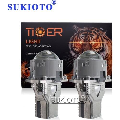 SUKIOTO 1 Set New 3.0 Inch Bi-LED Projector Lens 70W White Auto LED Projector Headlamp For H4 H1 H7 H11 9005 9006 LED Bulbs