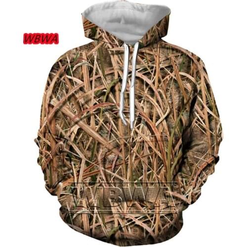 WBWA Brand Men Women 3D Printed Sweatshirt Reed Camouflage Hunting Long Sleeve Cap Hoody Sport Pullover Hoodies
