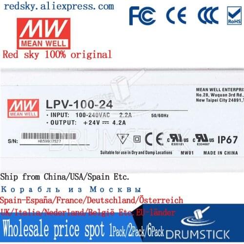 Steady MEAN WELL LPV-100-24 24V 4.2A meanwell LPV-100 100.8W Single Output LED Switching Power Supply