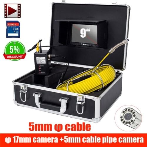 9inch 17mm Pipe Sewer Inspection Video Camera Drain Pipe Sewer Inspection Camera System include 9pcs led 600TVL 20M 30M 40M 50M