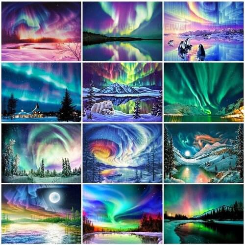 Magical Polar Lights Diamond Painting Home Decoration Handmade Gift Wall Art Picture Landscape Mosaic Sticker Diamond Embroidery