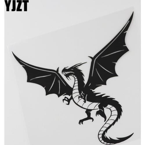 YJZT 16.8CMX15.8CM Car Sticker Dragon Wings Fantasy Mystica Art Vinyl Black/Silver 13C-0109