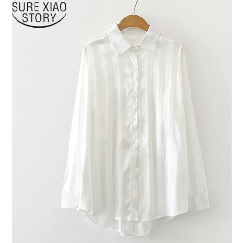 Striped Texture Shirts Women 2021 Spring Fashion Loose Long Sleeve Blouse Turn-down Collar Casual Lady Tops Korean Blusas 12422