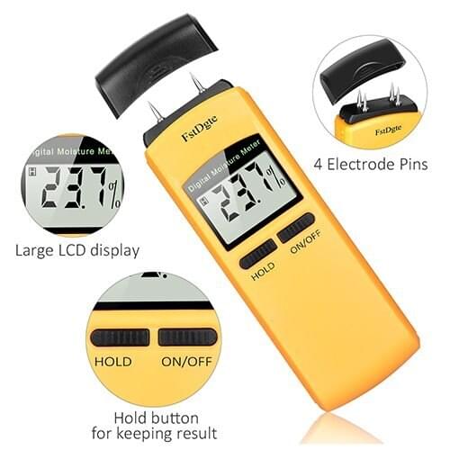 LCD digital wood moisture meter with 4pins Tree Bamboo Paper Wood Moisture Meter tester Tree detector