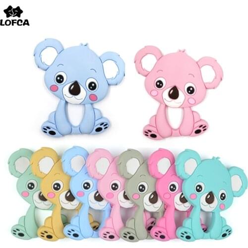 LOFCA 1PC Baby Teether Koala Food Grade Silicone Beads Bracelet Pacifier Chain Clips Pendant BPA Free Baby Teethingtoy Necklace